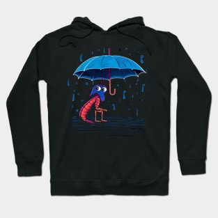 Blue Shrimp Rainy Day With Umbrella Hoodie